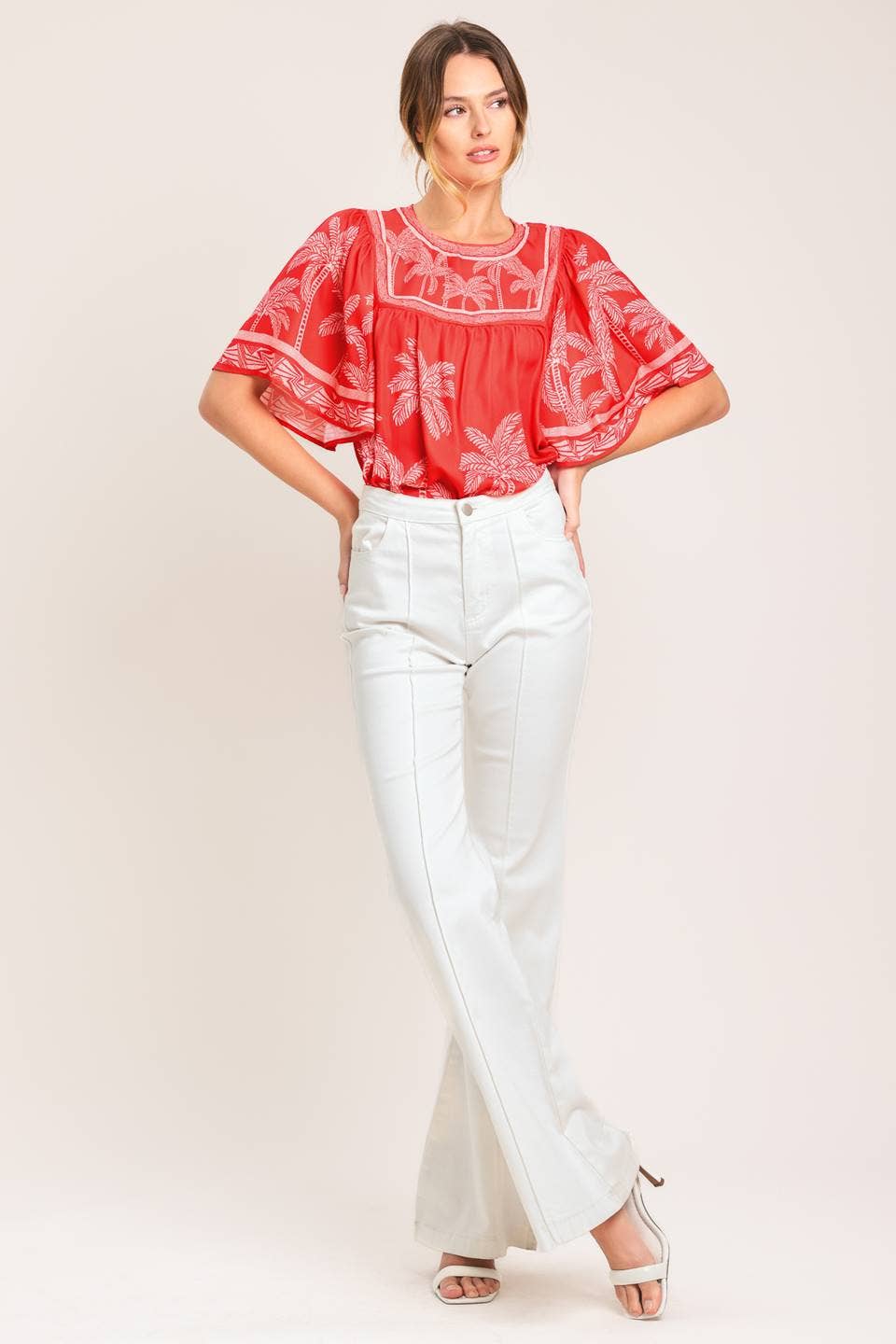 Printed Woven Top - Red
