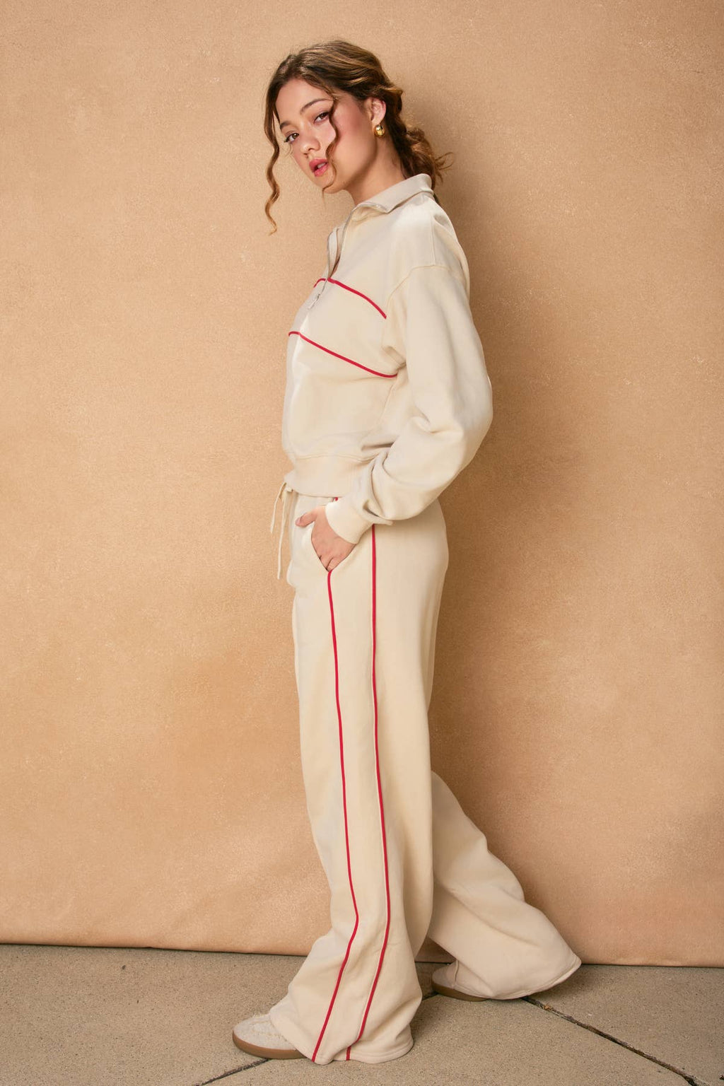 Track Stripe Wide Leg Sweatpants