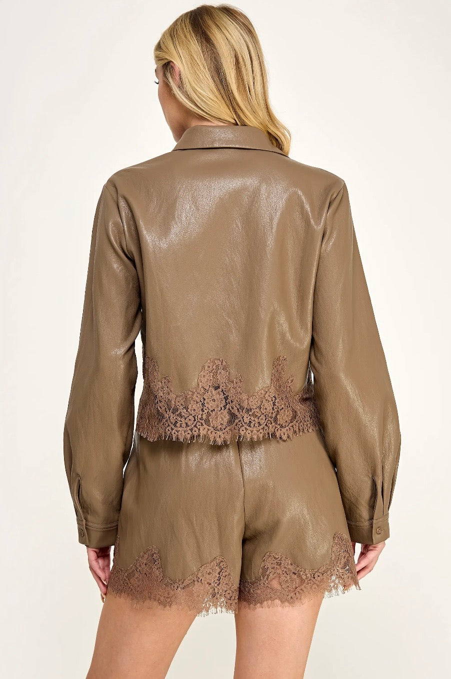 Lace Trim Hem Top - Cappucino