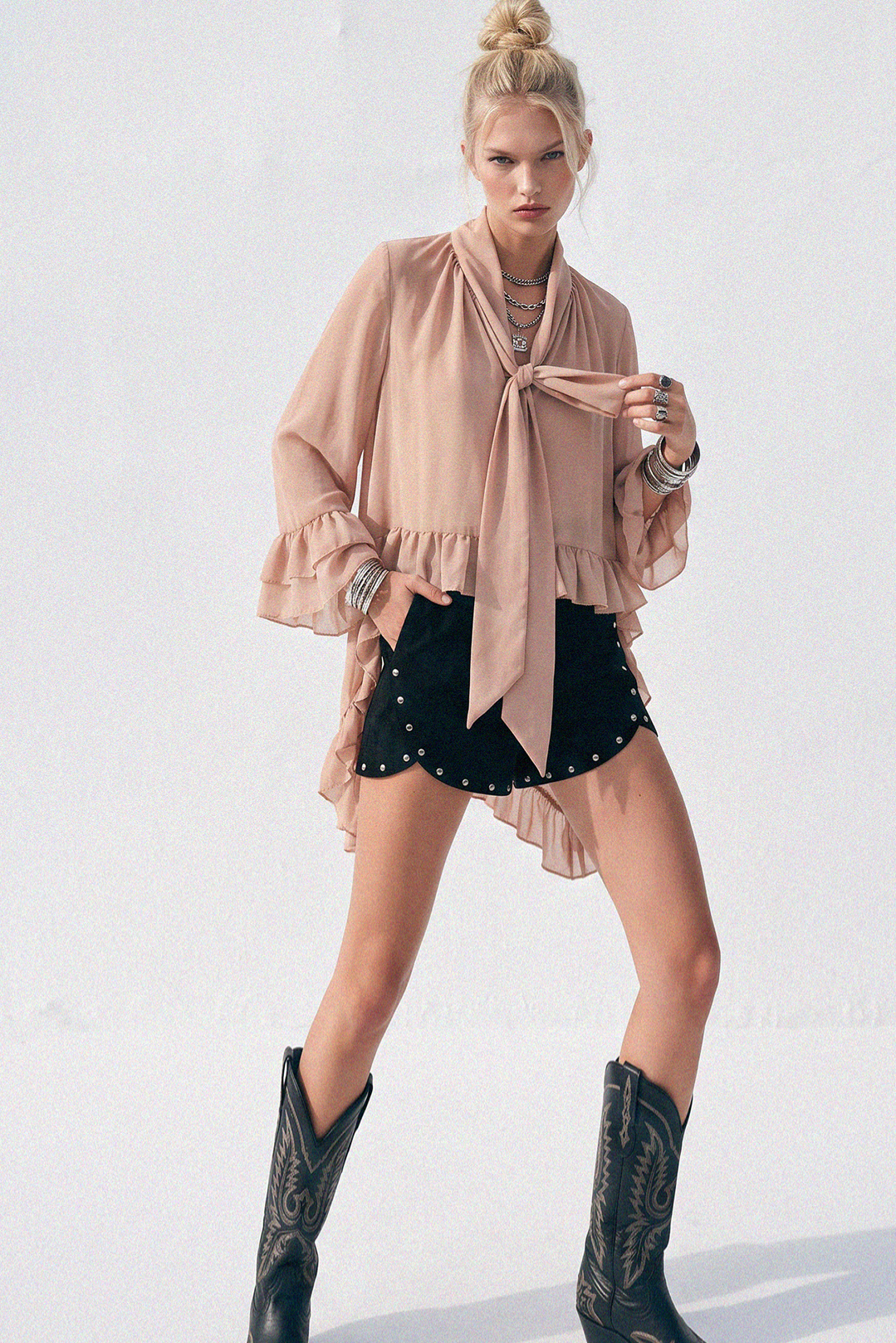 Ruffled Blouse - Taupe