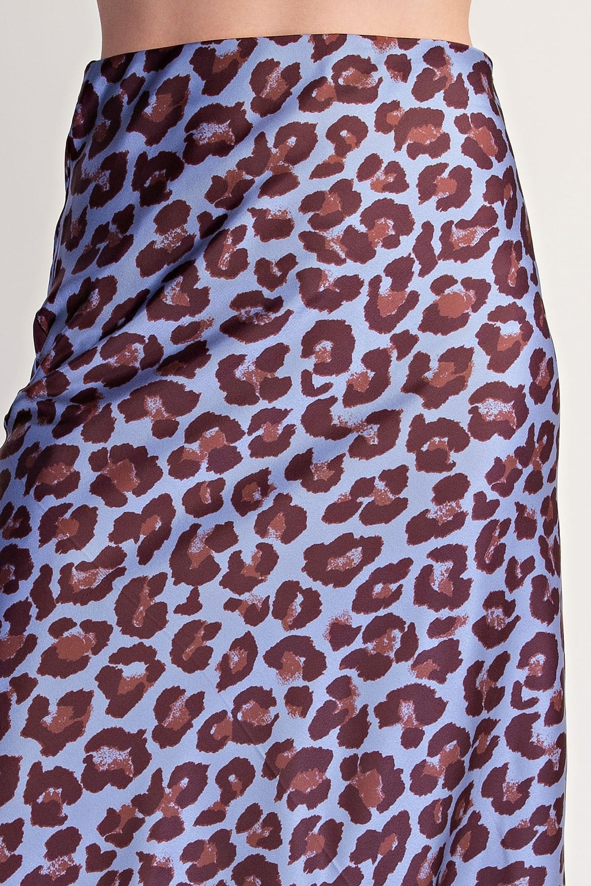 Leopard Print Midi Skirt - Dusty Blue