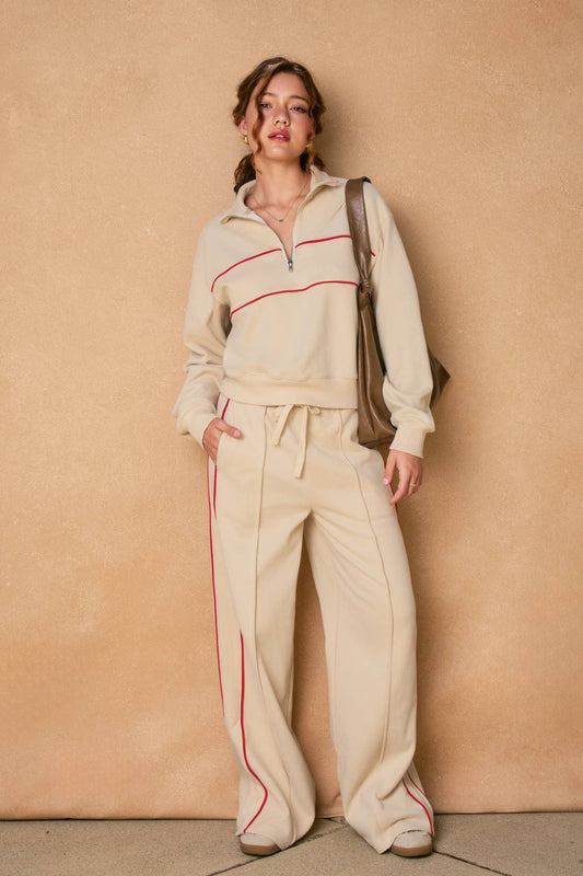 Track Stripe Wide Leg Sweatpants