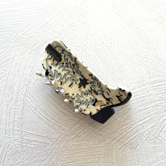 Eco Western Cowboy Boots Hair Claw Clip - Cookie n Cream