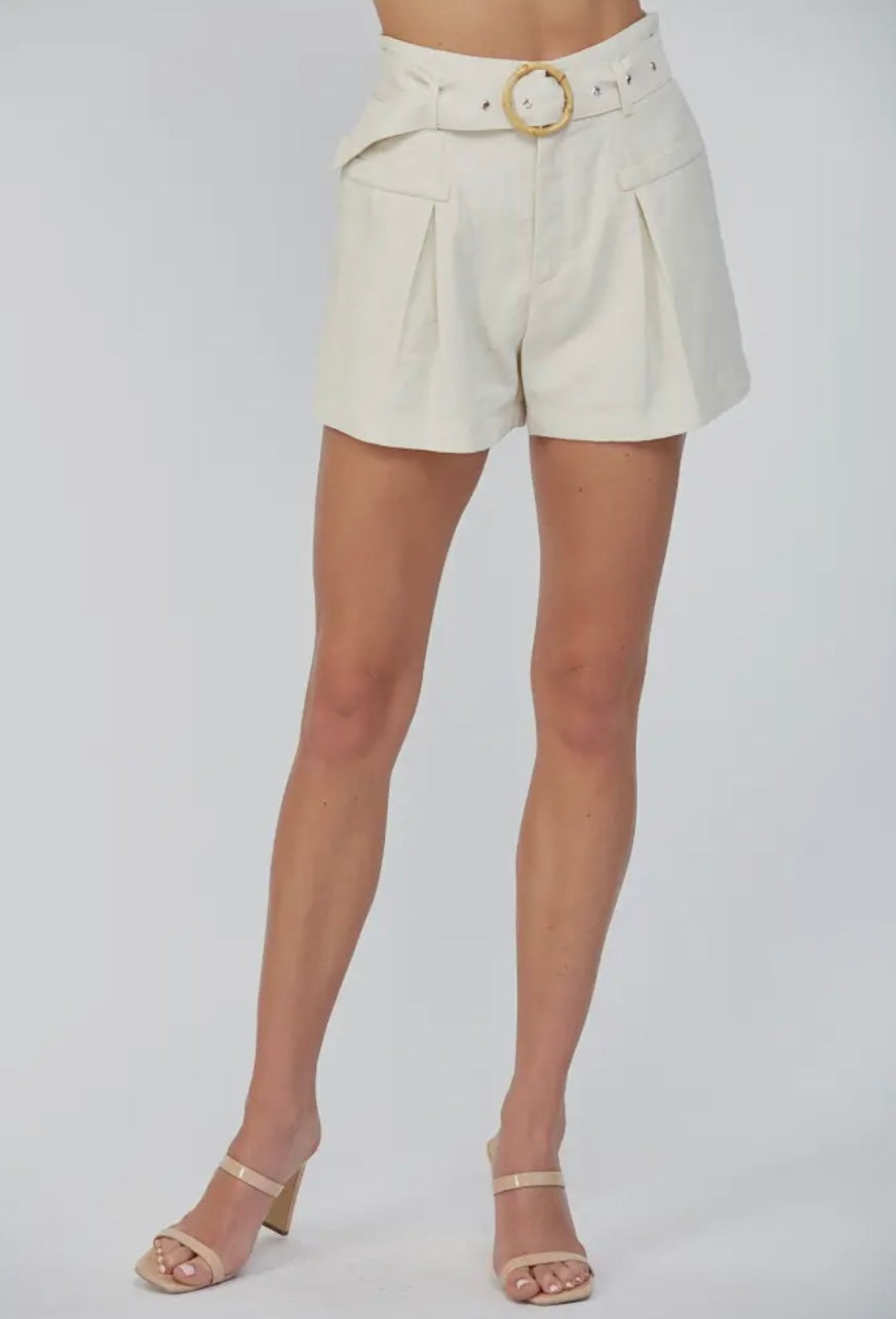 Linen Belted Shorts