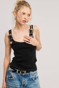 Western Belt Trim Tank Top - Black