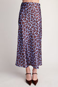 Leopard Print Midi Skirt - Dusty Blue