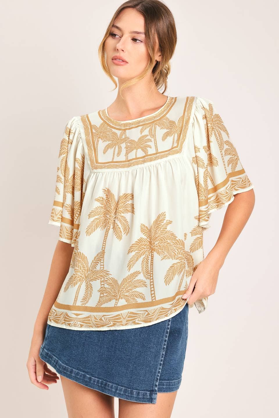 Printed Woven Top - Ivory
