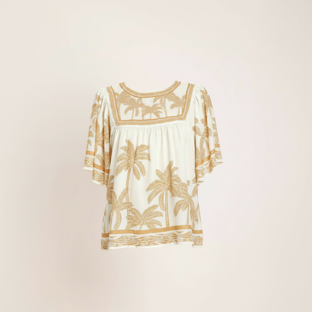 Printed Woven Top - Ivory