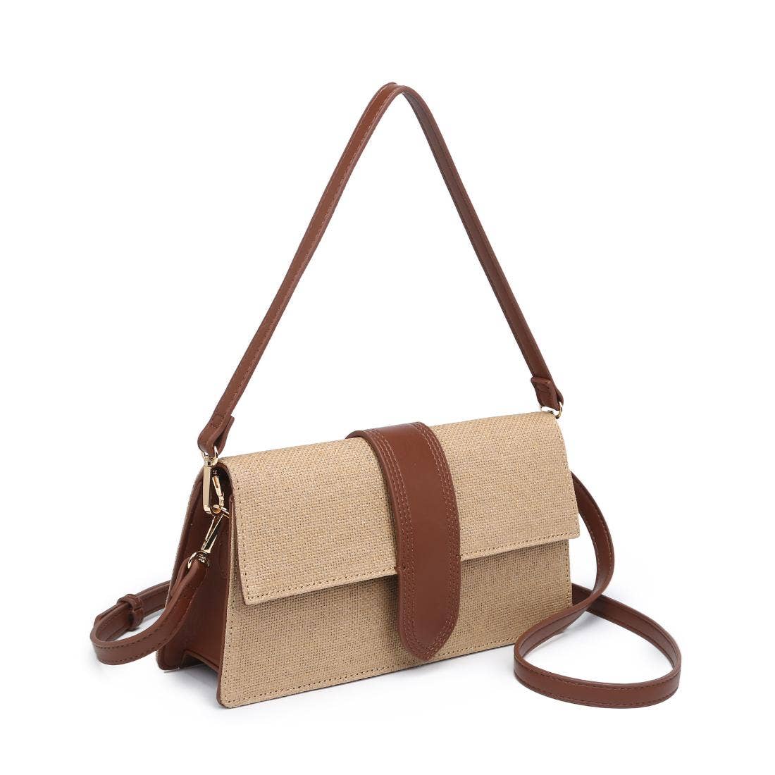 Violet Straw Crossbody - Natural Tan