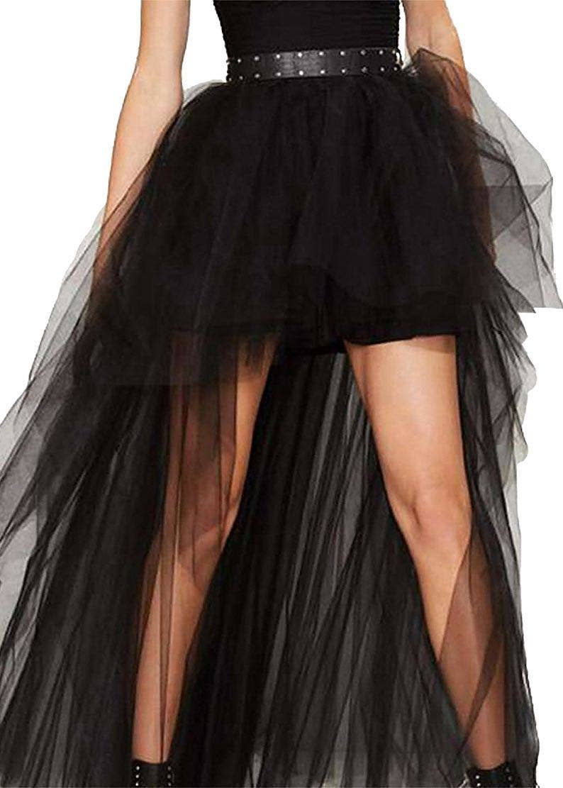 Mesh High Low Tutu Skirt - Black