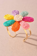Straw Daisy Cuff Bracelet - Multi Colored