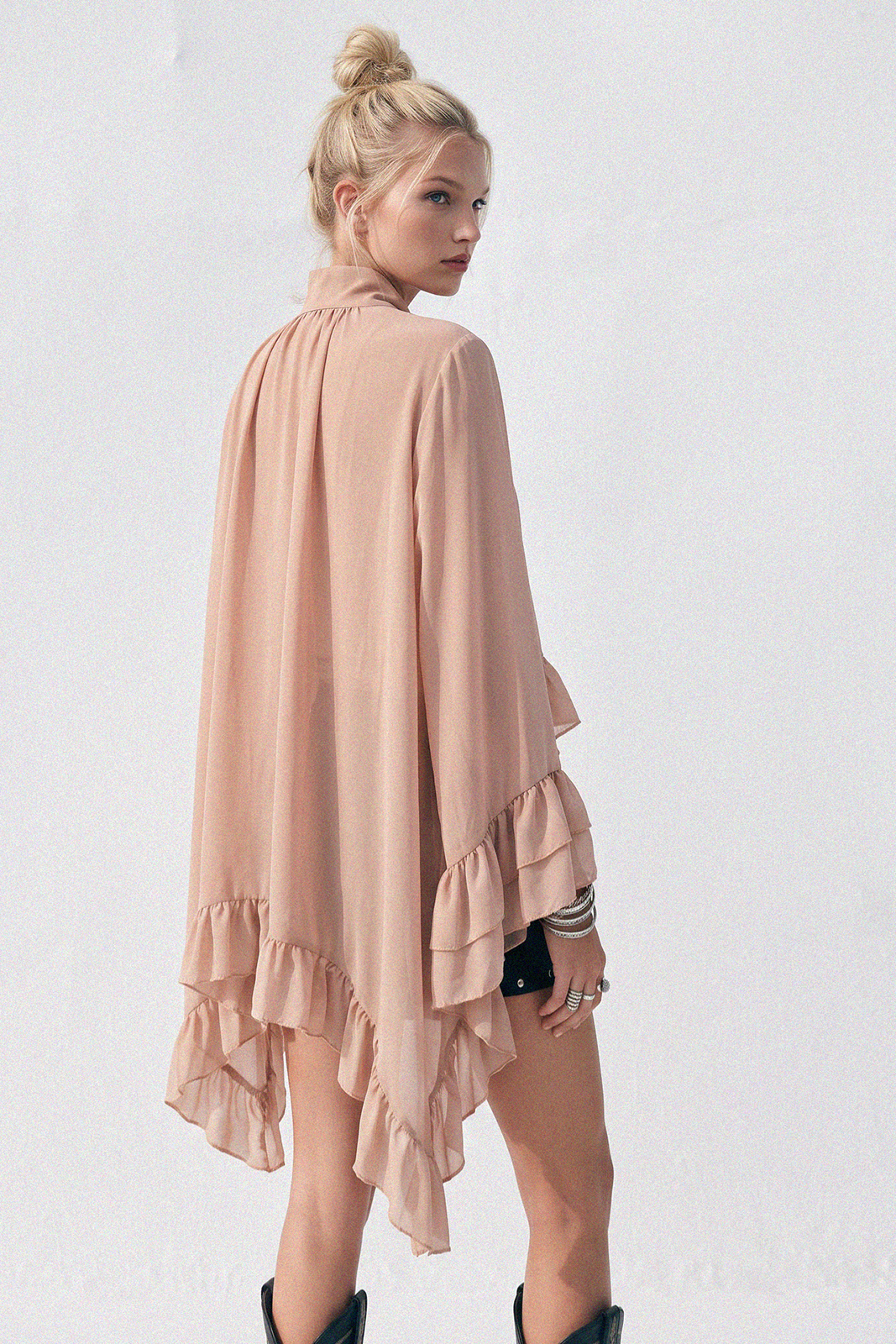 Ruffled Blouse - Taupe