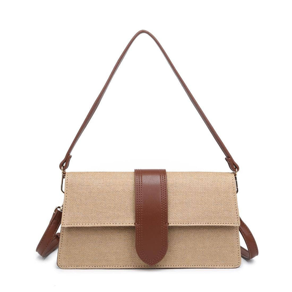 Violet Straw Crossbody - Natural Tan