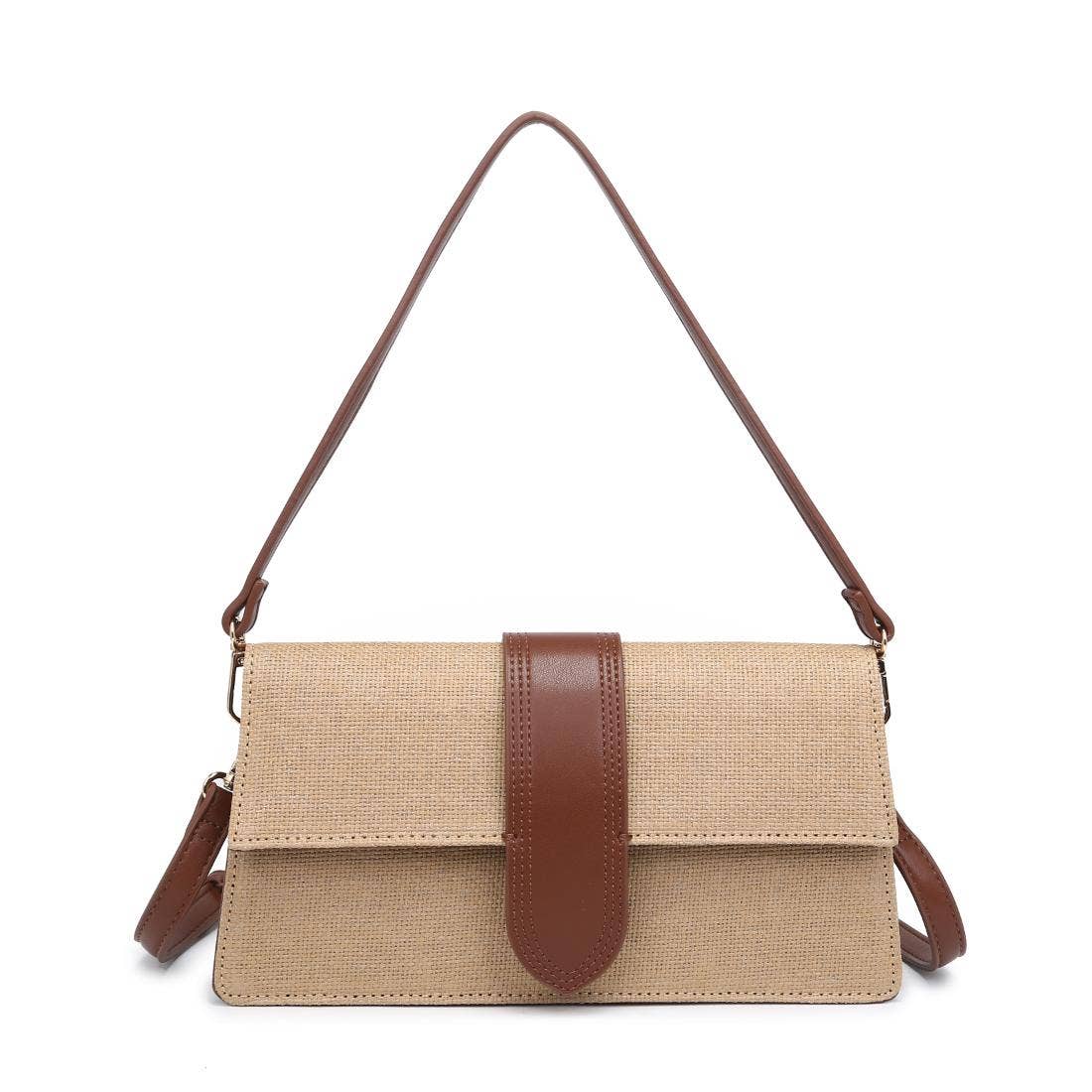 Violet Straw Crossbody - Natural Tan