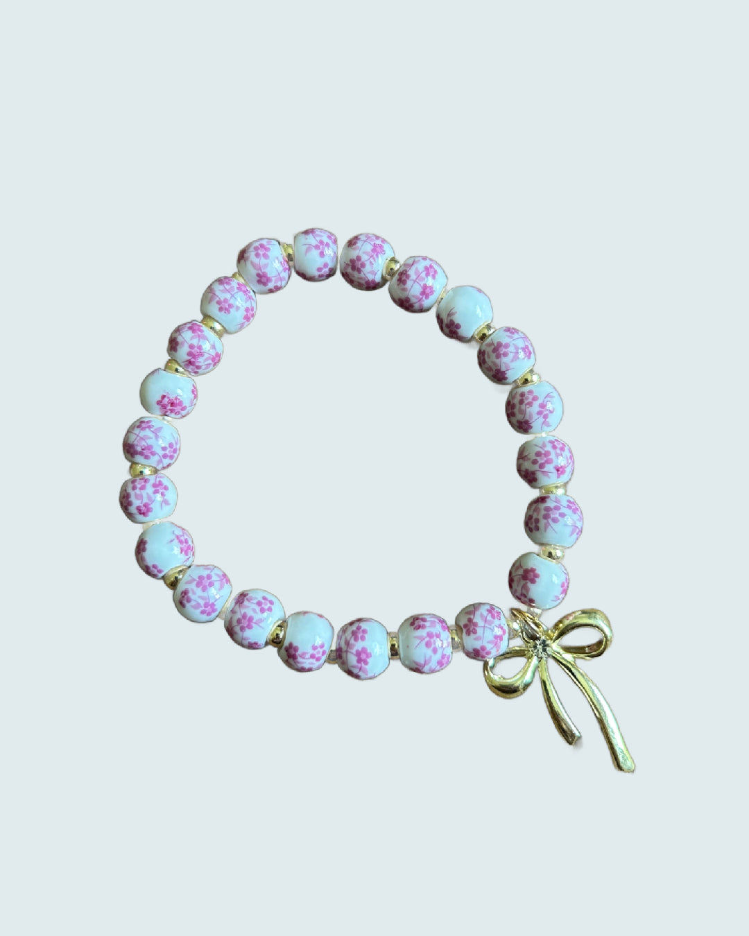 Porcelain Pink Beaded Bow Bracelet