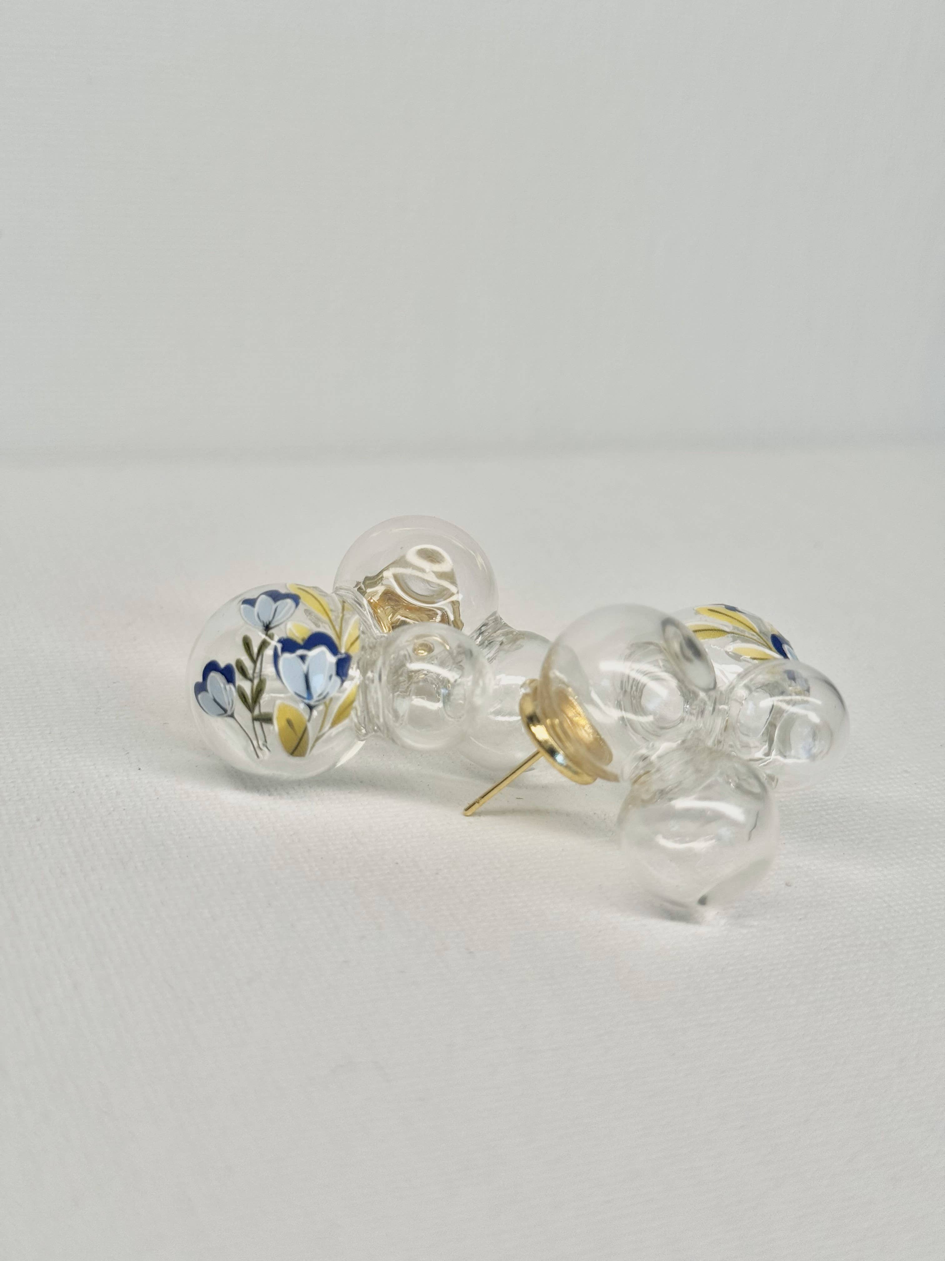 Blooming Bubbles Earrings - Blue Lapis Tulips