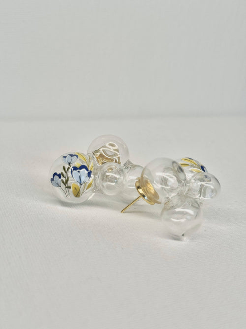 Blooming Bubbles Earrings - Blue Lapis Tulips