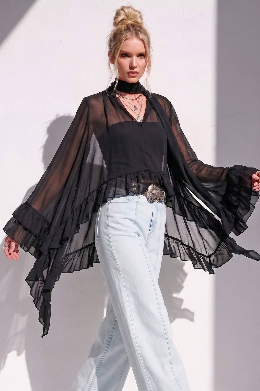 Ruffled Blouse - Black