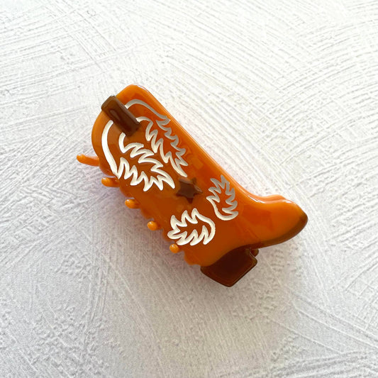 Eco Western Cowboy Boots Hair Claw Clip - Rust