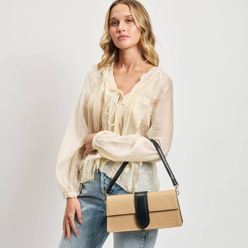 Violet Straw Crossbody - Natural Black