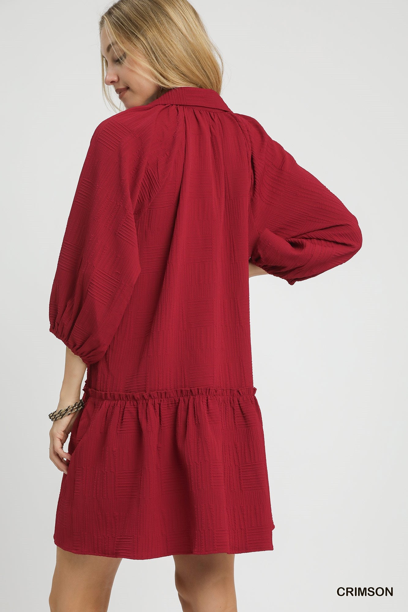 V-Neck Tiered Mini Dress - Crimson