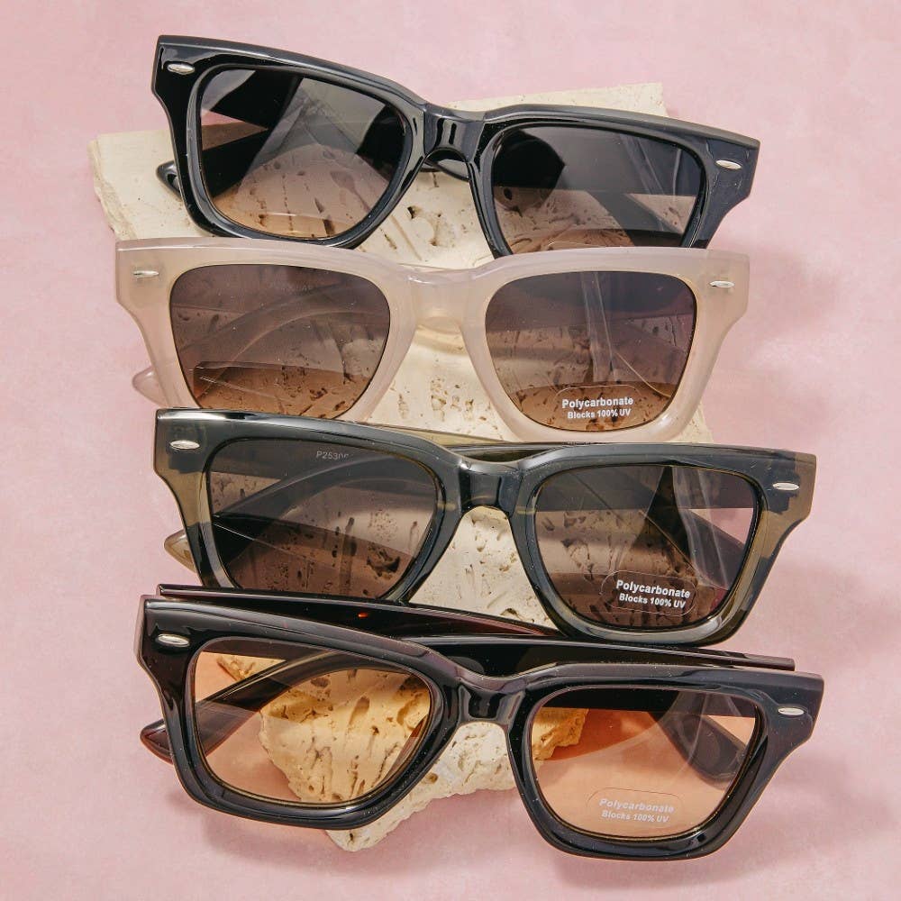 Retro Frame Rivet Detail Sunglasses - Assorted Colors
