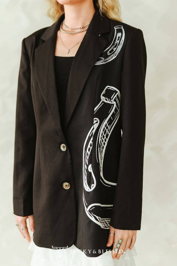 Horseshoe Printed Blazer - Black
