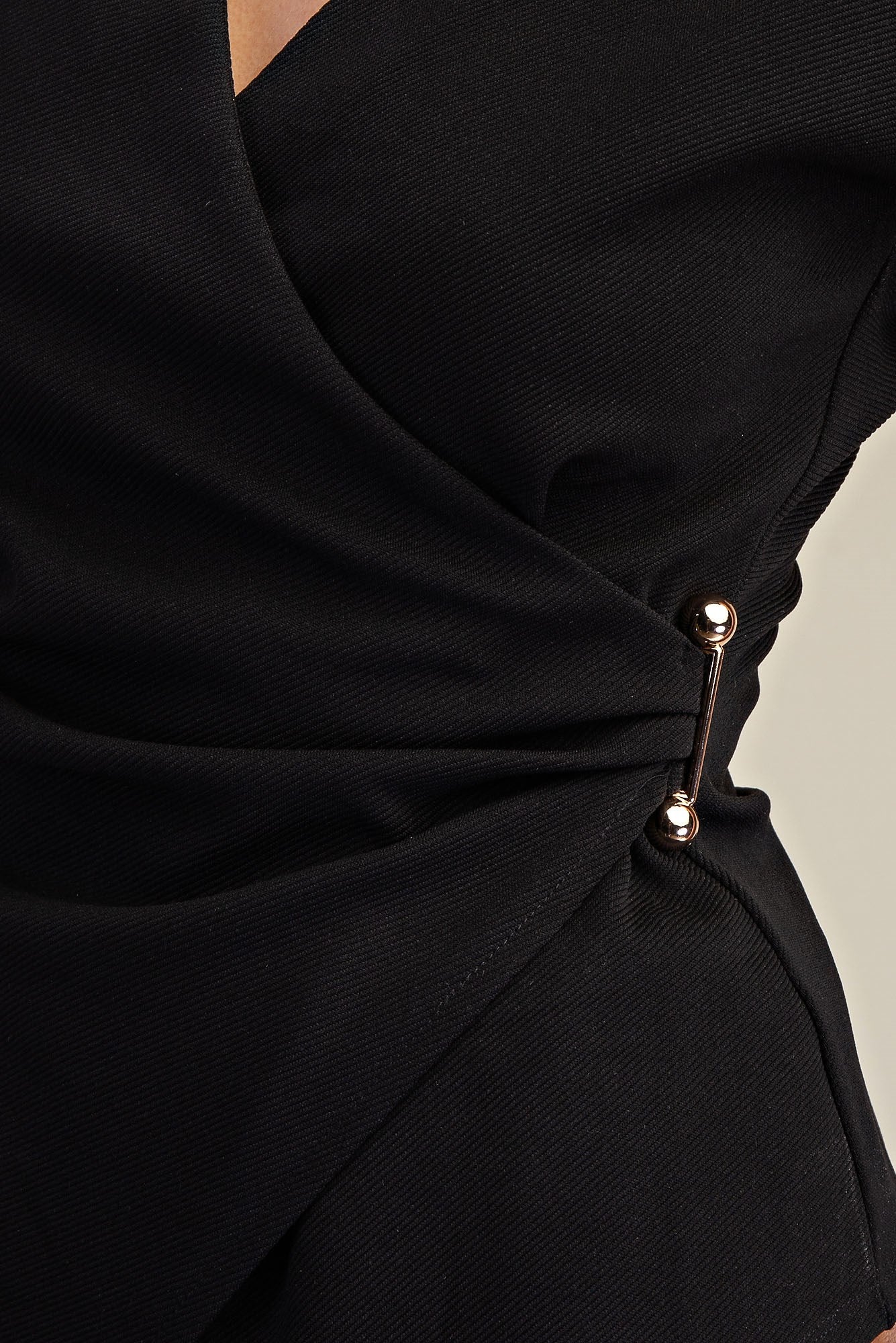 Surplice V-Neck Top - Black