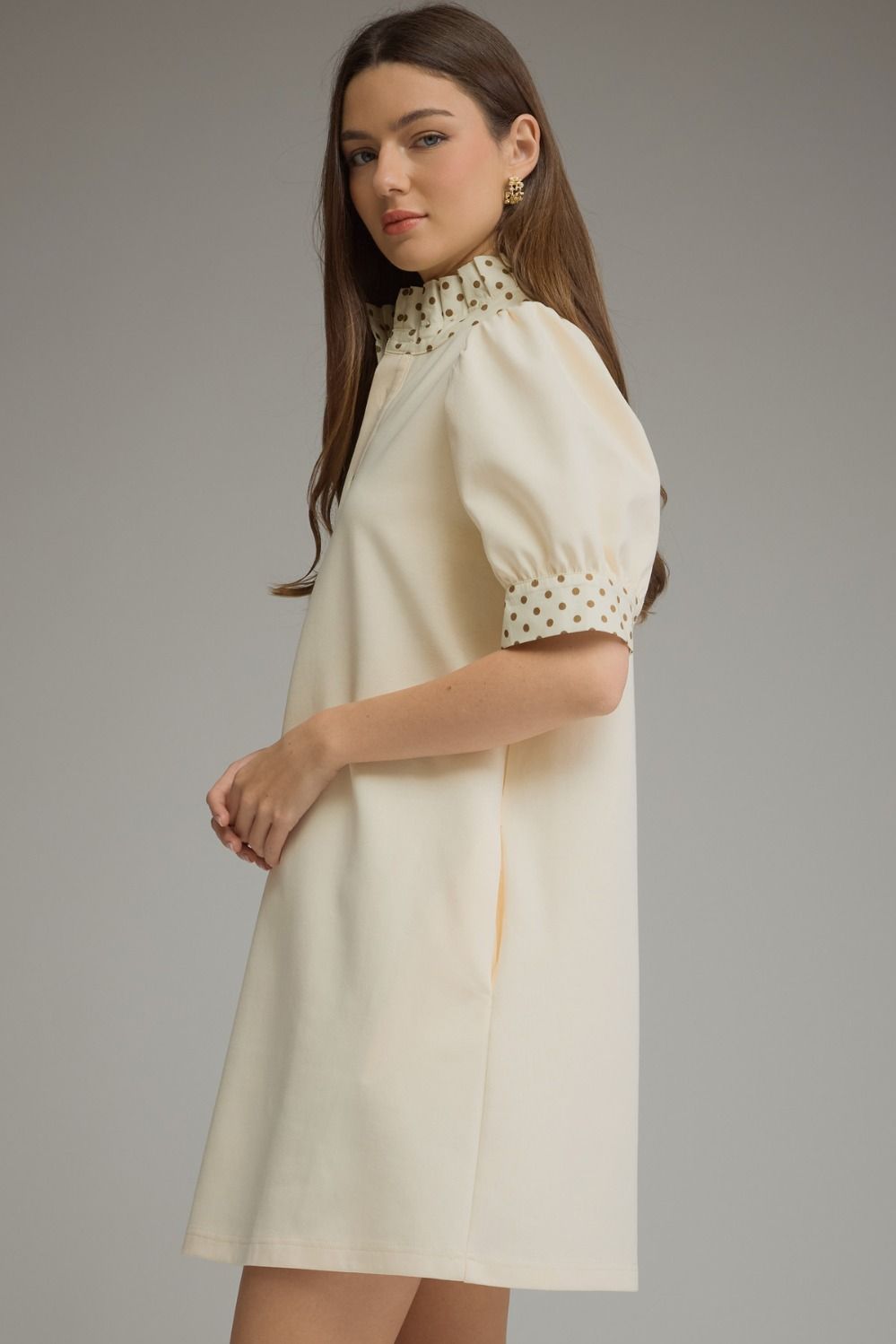 Polka Dot Trim Shift Dress