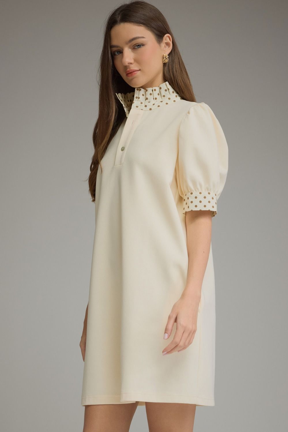 Polka Dot Trim Shift Dress