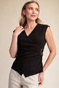 Wrap Top with Metal Trim - Black