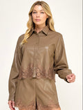Lace Trim Hem Top - Cappucino