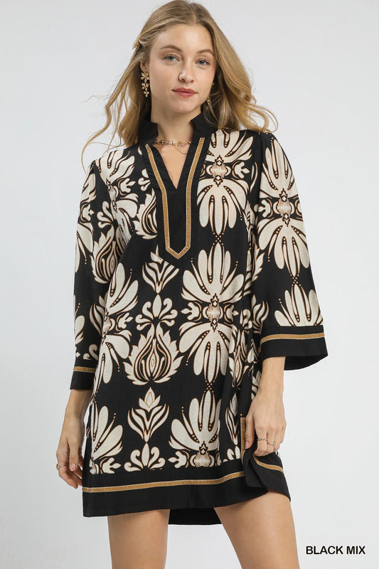 Baroque Floral Tunic Top/Mini Dress