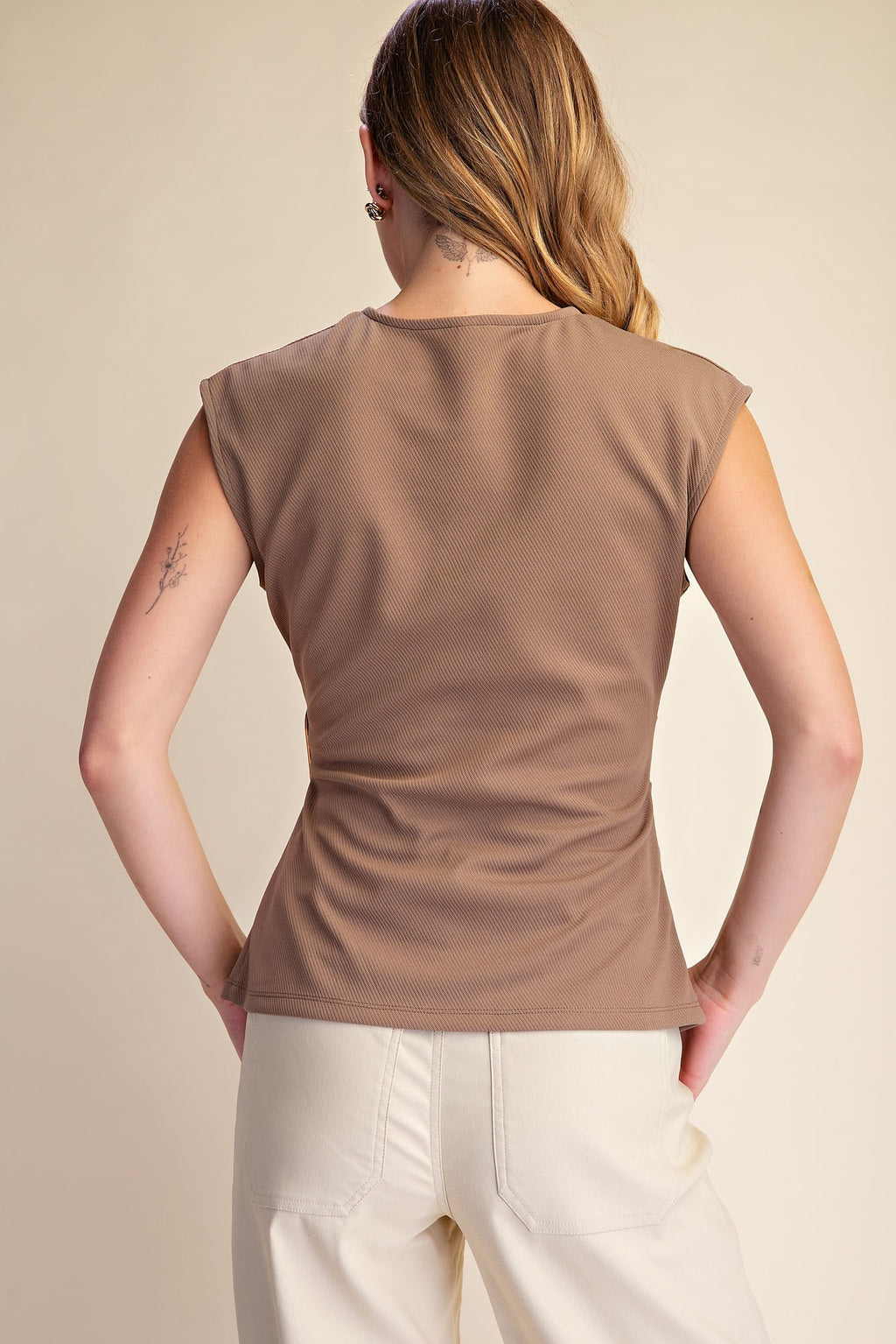 Wrap Top with Metal Trim - Mocha