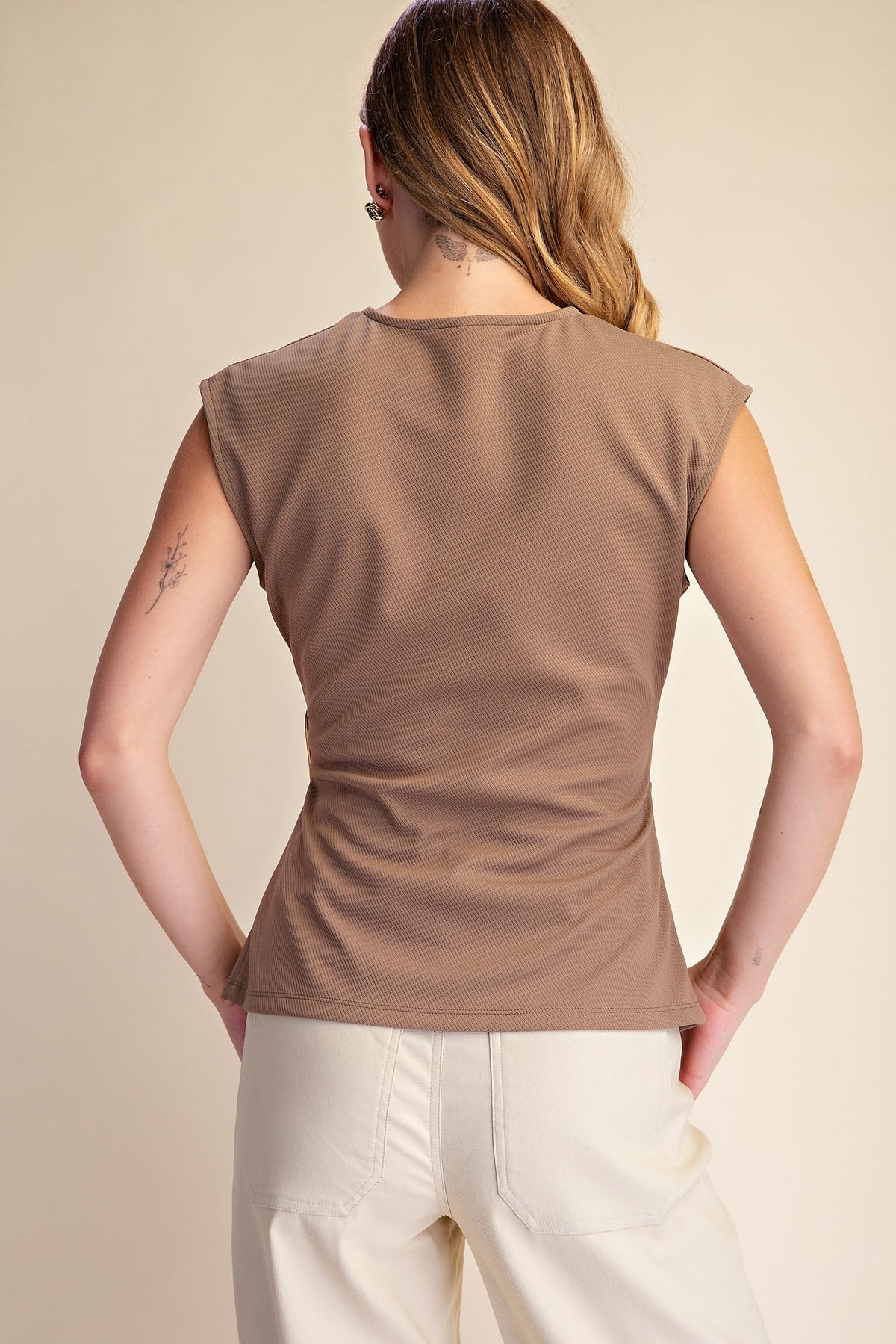 Wrap Top with Metal Trim - Mocha
