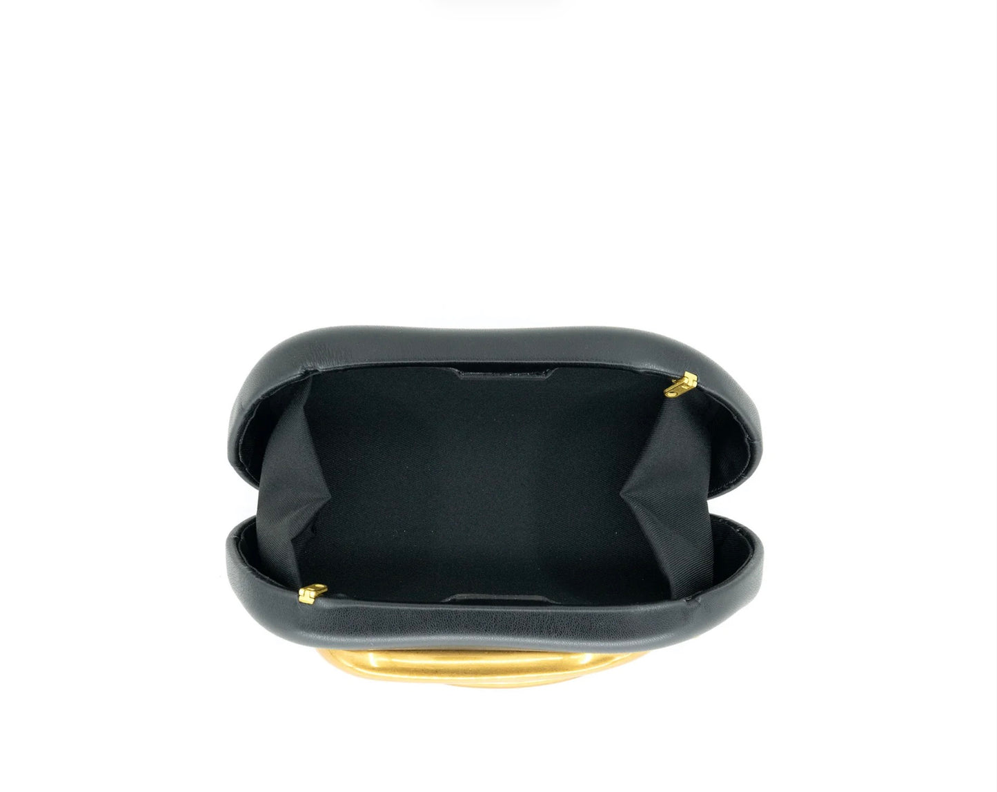 Gold Detail Sculptural Clutch (Gold/Ivory/Black)