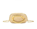 Gold Detail Sculptural Clutch (Gold/Ivory/Black)