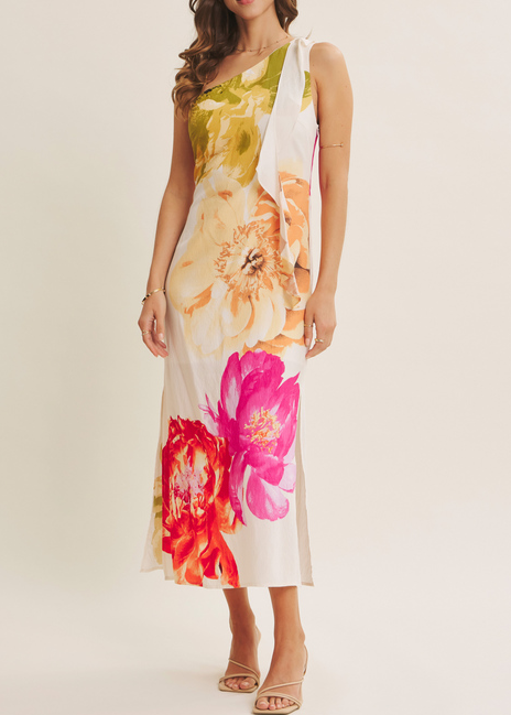 Bloom One Shoulder Midi Dress