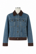 Faux Suede Contrast Denim Shacket