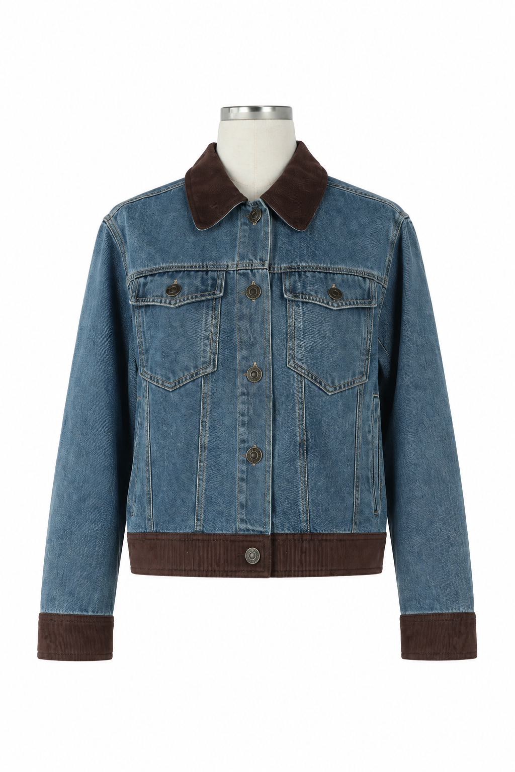 Faux Suede Contrast Denim Shacket