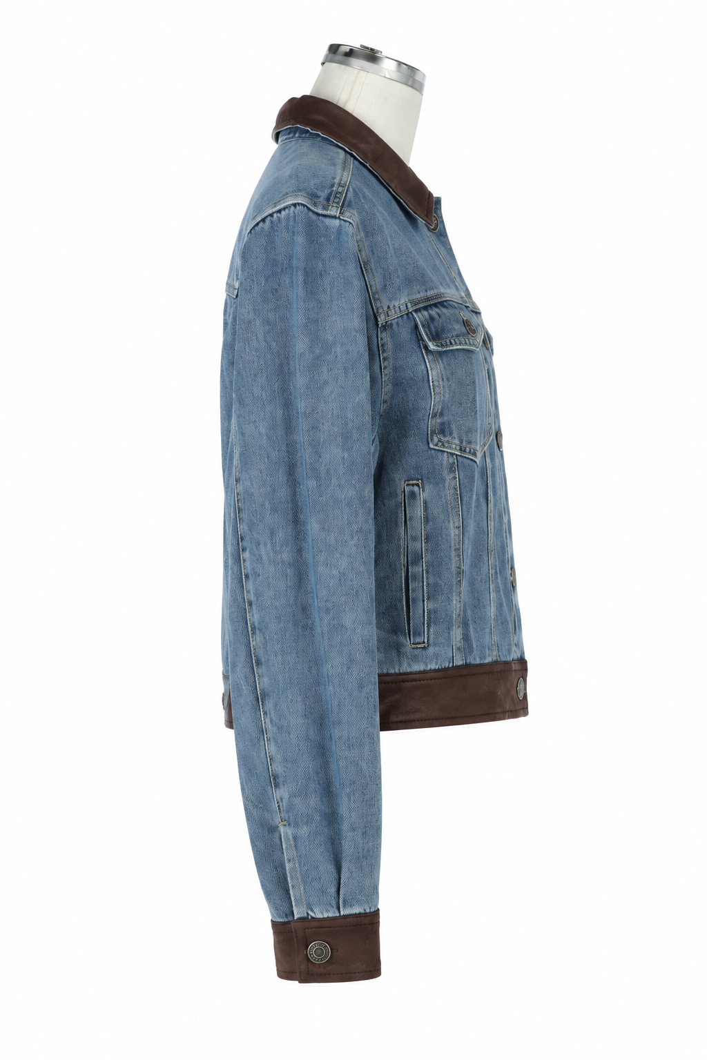 Faux Suede Contrast Denim Shacket