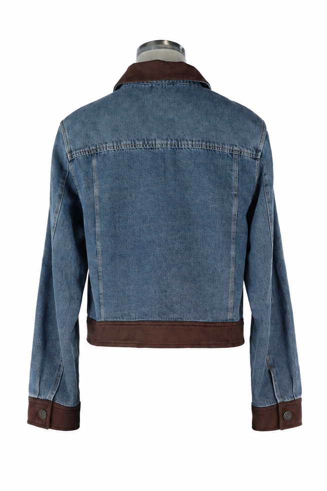 Faux Suede Contrast Denim Shacket