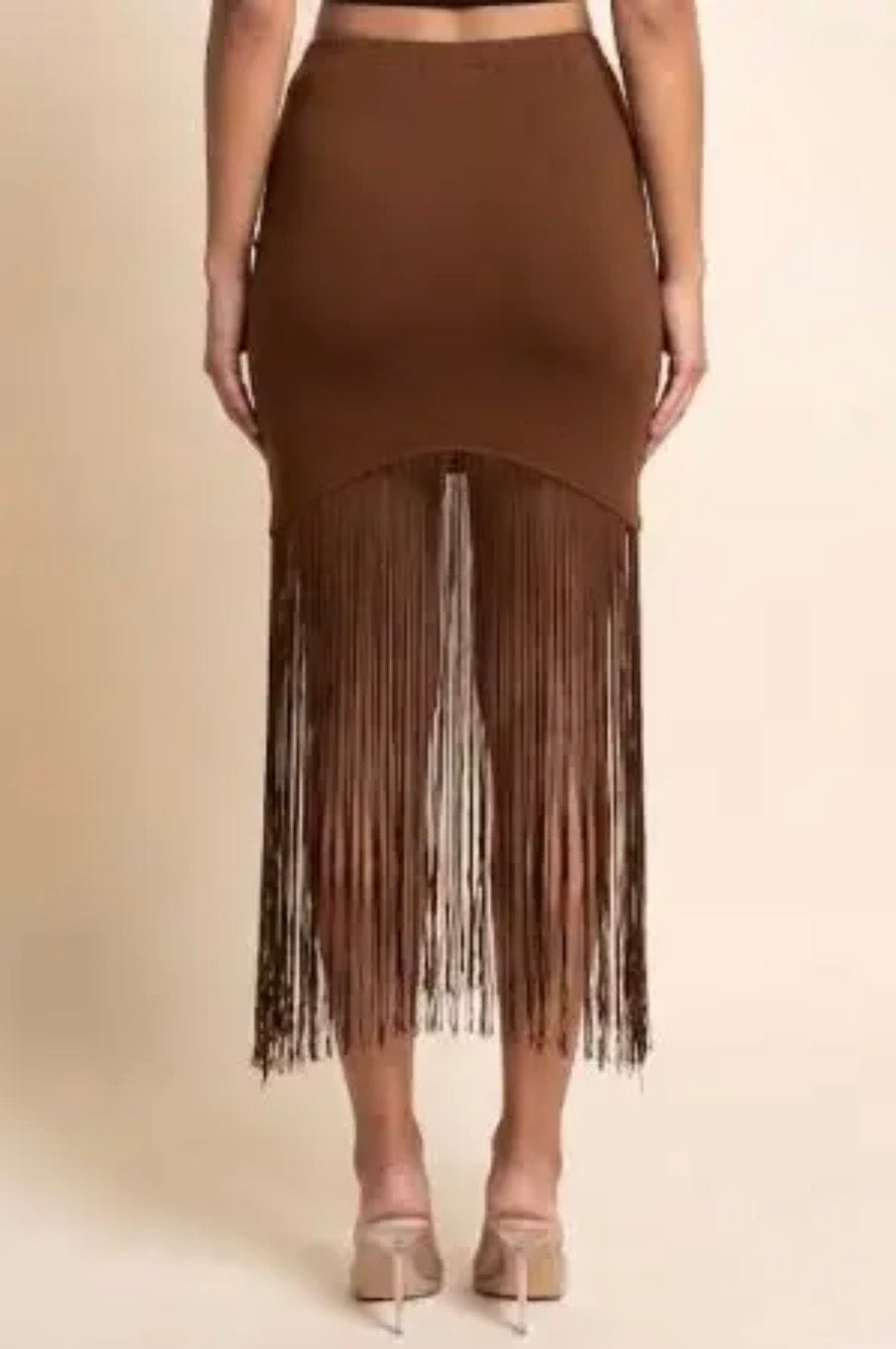 Knit Fringe Hem Skirt