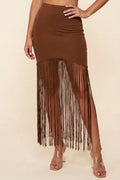 Knit Fringe Hem Skirt