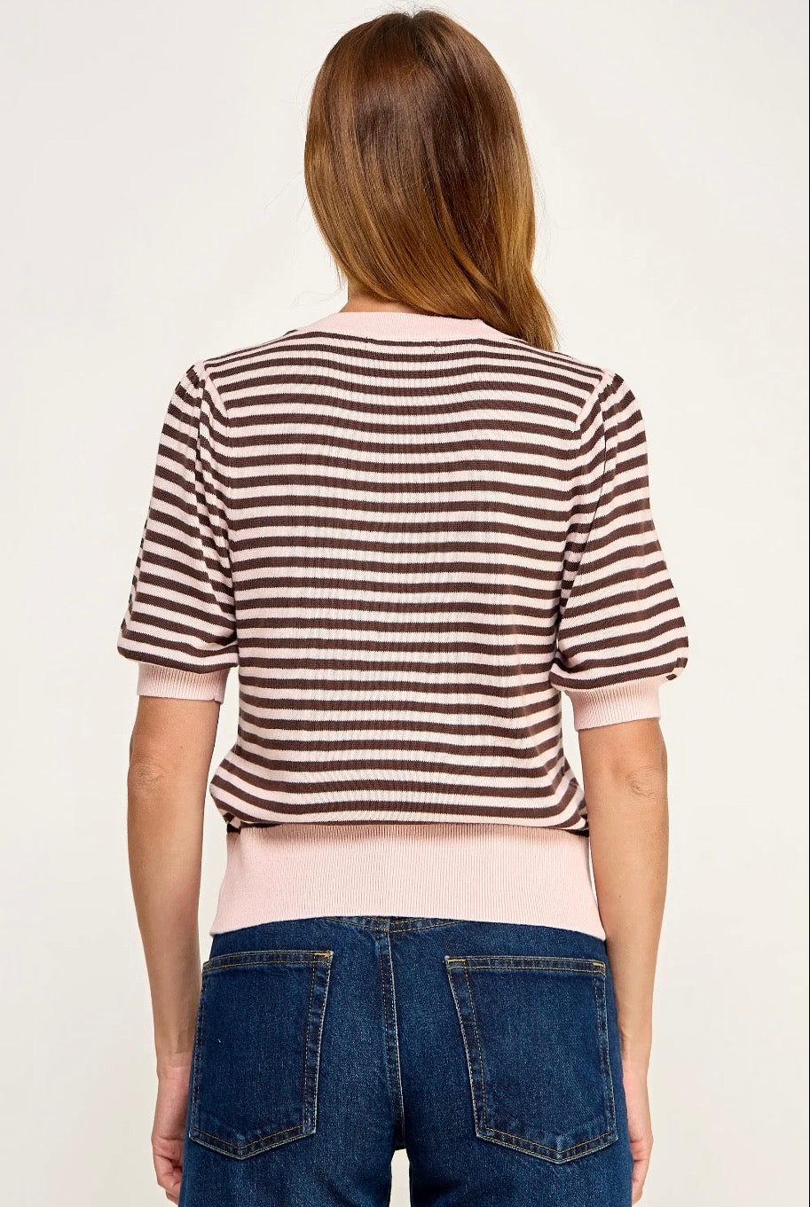 Stripe Short Sleeve Sweater