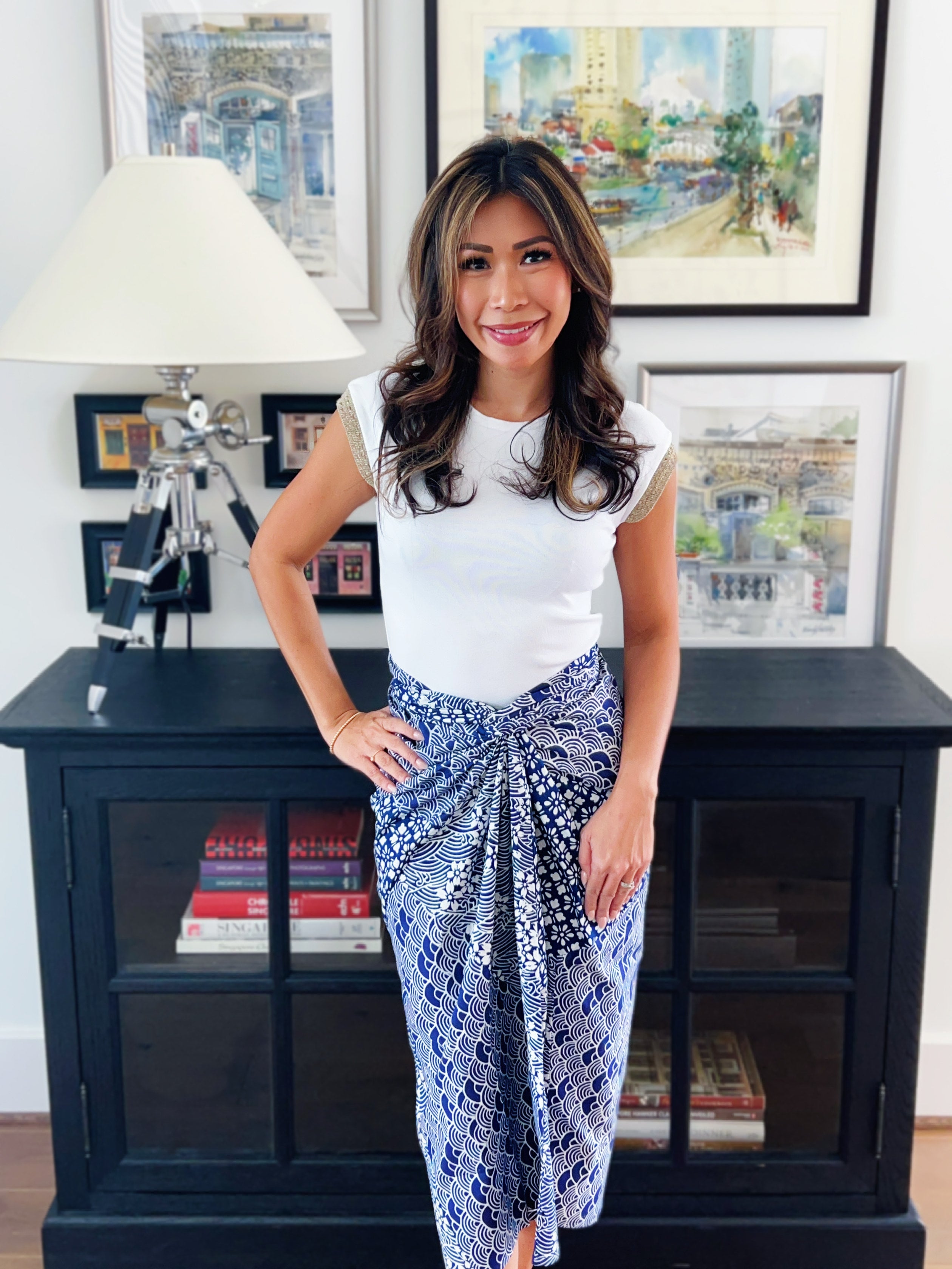 Kintsugi Navy Sarong Skirt 6-in-1