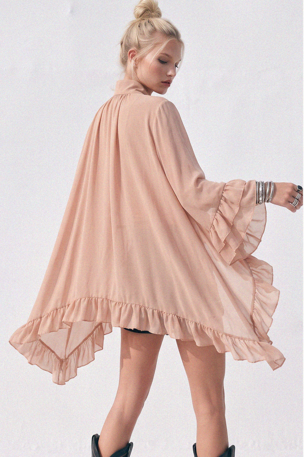 Ruffled Blouse - Taupe