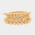 5 Pcs Metal Ball Beaded Bracelets -Gold