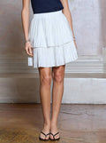 Tiered Pleated Mini Skirt - White