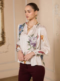 Floral Ruffled Neck Blouse